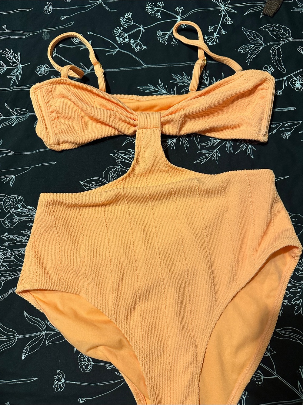 No Boundaries Peach One-Piece Swimsuit with Front Cutout